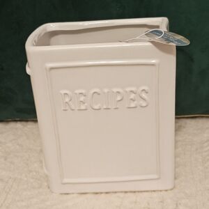 White Recipe Book Ceramic Holder